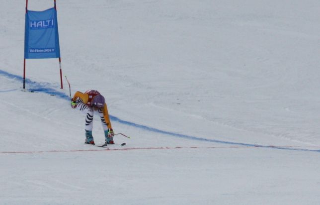 Maria Riesch sur la ligne d'arrivée